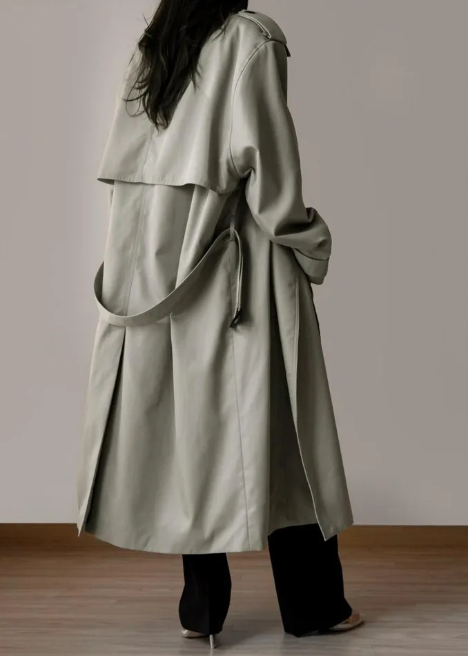 The Frankie Shop Eugene Trench Coat 8211 Pale Khaki Shop Outerwear
