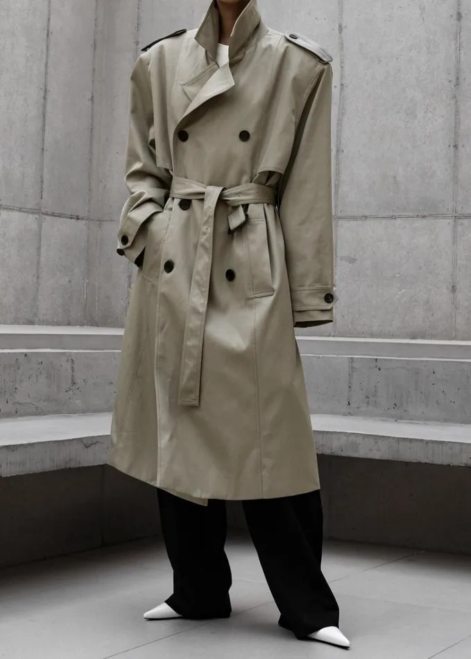 The Frankie Shop Eugene Trench Coat 8211 Pale Khaki Shop Outerwear