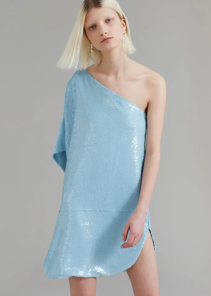 The Frankie Shop Gloria Sequins One Shoulder Dress 8211 Sky Shop Dresses
