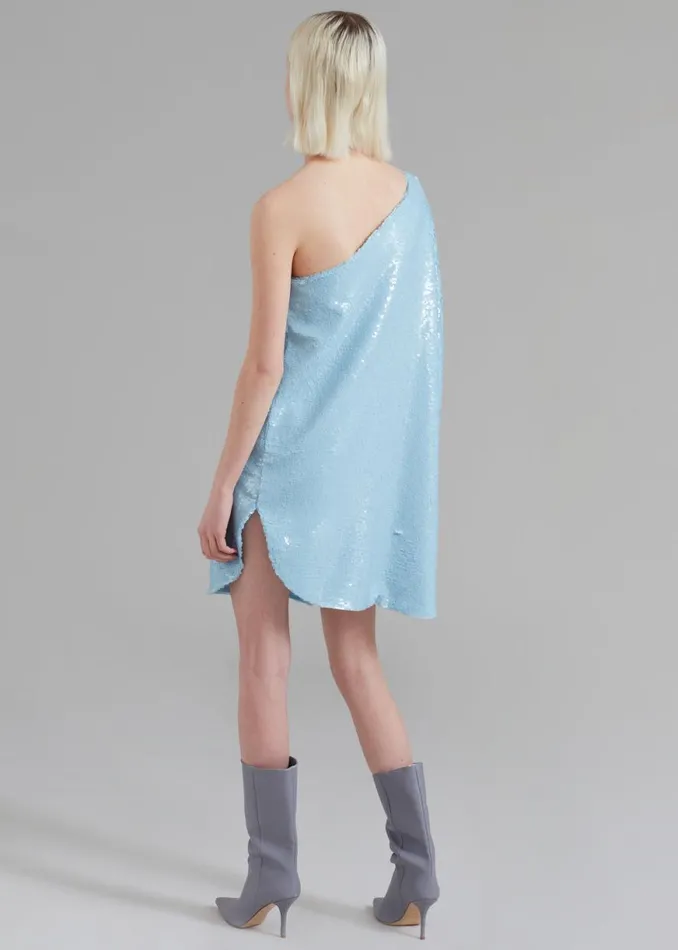 The Frankie Shop Gloria Sequins One Shoulder Dress 8211 Sky Shop Dresses