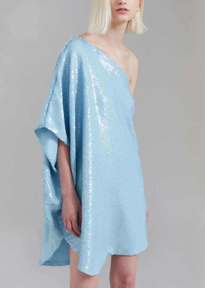 The Frankie Shop Gloria Sequins One Shoulder Dress 8211 Sky Shop Dresses