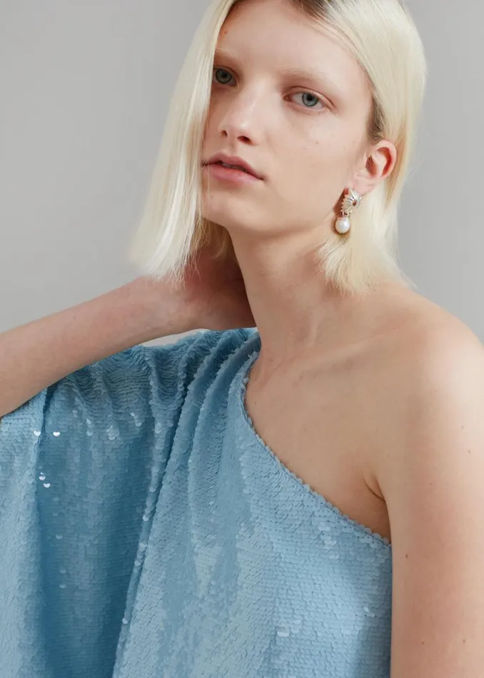 The Frankie Shop Gloria Sequins One Shoulder Dress 8211 Sky Shop Dresses