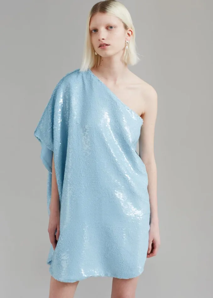 The Frankie Shop Gloria Sequins One Shoulder Dress 8211 Sky Shop Dresses