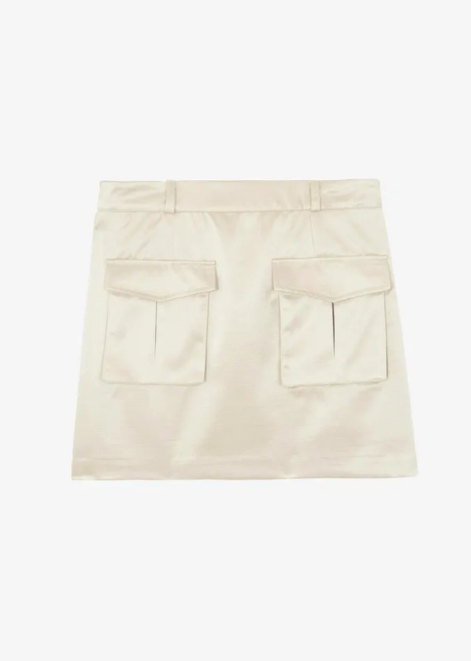 The Frankie Shop Hudson Satin Cargo Skirt 8211 Beige Shop Bottoms