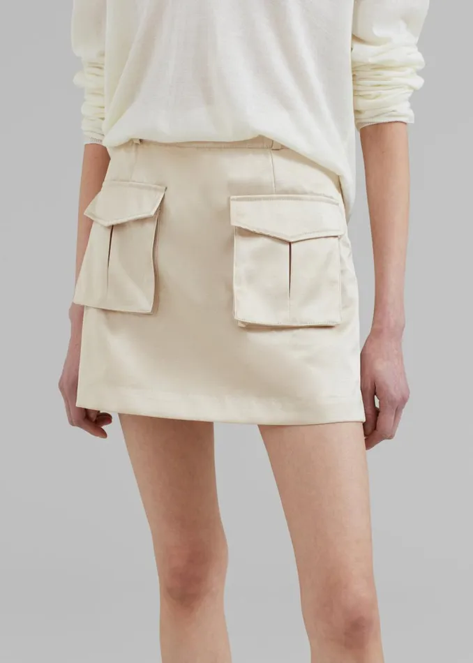 The Frankie Shop Hudson Satin Cargo Skirt 8211 Beige Shop Bottoms