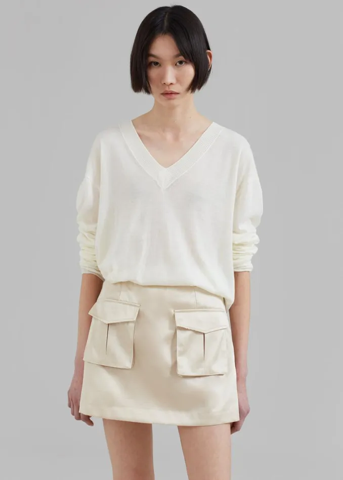 The Frankie Shop Hudson Satin Cargo Skirt 8211 Beige Shop Bottoms