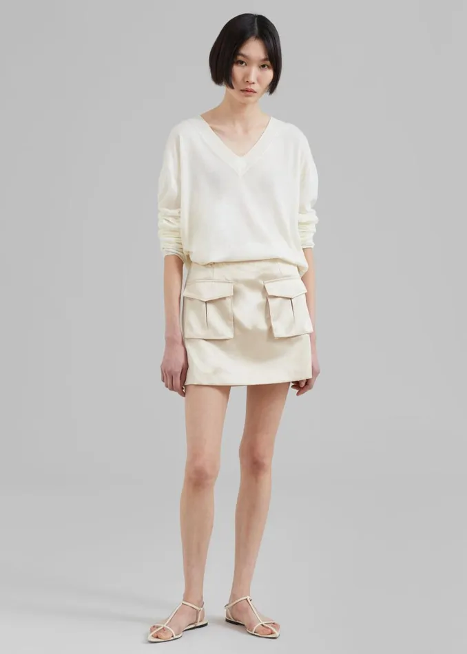 The Frankie Shop Hudson Satin Cargo Skirt 8211 Beige Shop Bottoms