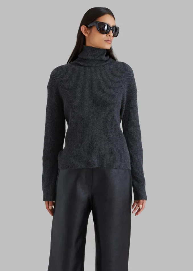 The Frankie Shop Jensen Turtleneck Sweater 8211 Charcoal Shop Knitwear