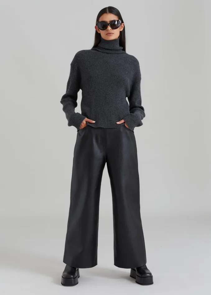 The Frankie Shop Jensen Turtleneck Sweater 8211 Charcoal Shop Knitwear