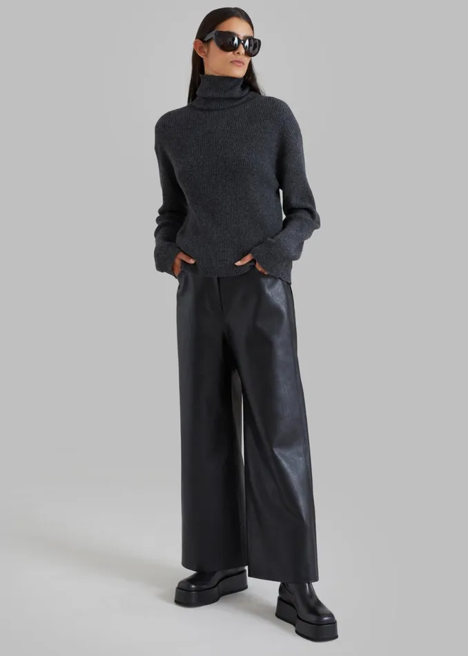 The Frankie Shop Jensen Turtleneck Sweater 8211 Charcoal Shop Knitwear