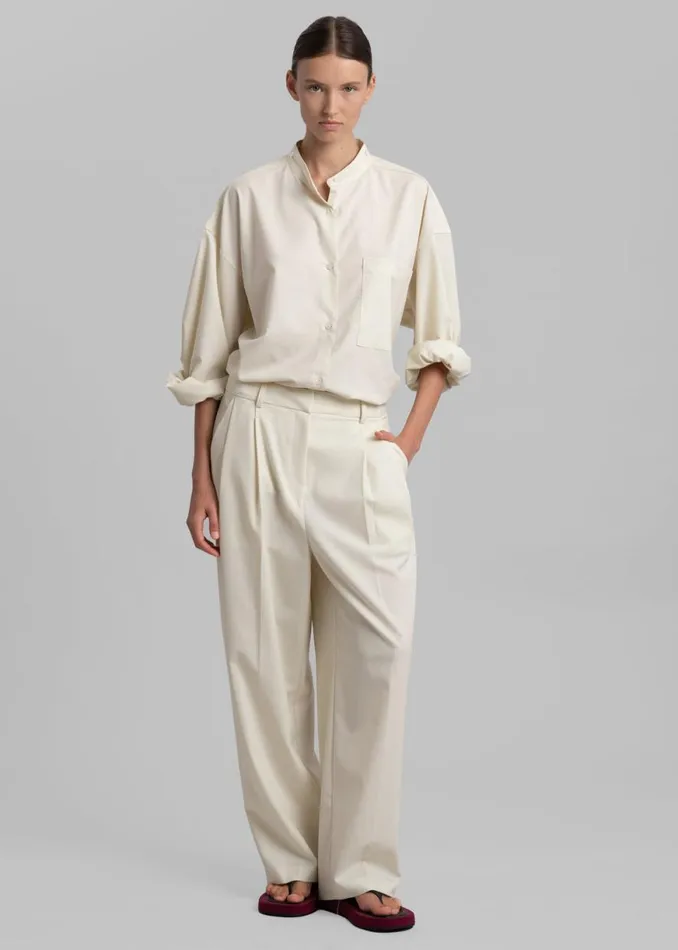 The Frankie Shop Jour Pleated Pants 8211 Cream Shop Clothing