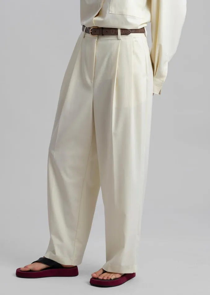 The Frankie Shop Jour Pleated Pants 8211 Cream Shop Clothing