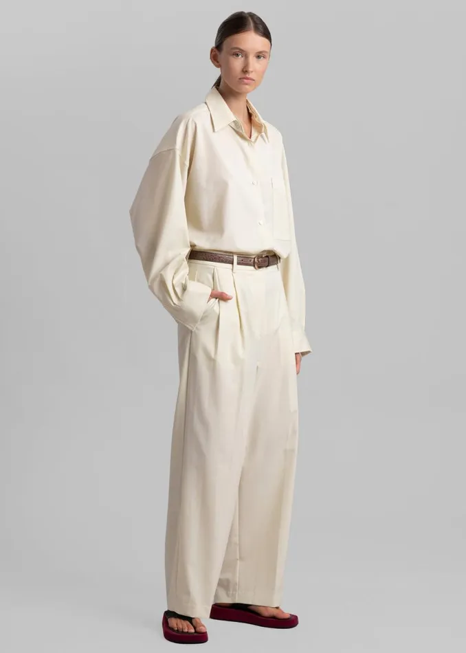 The Frankie Shop Jour Pleated Pants 8211 Cream Shop Clothing