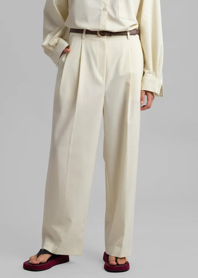 The Frankie Shop Jour Pleated Pants 8211 Cream Shop Clothing