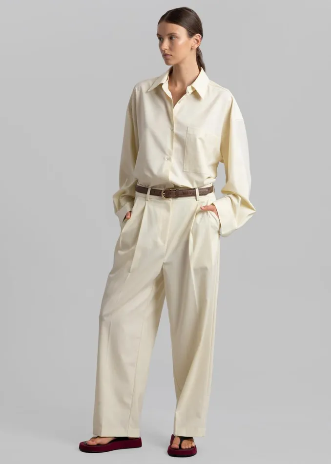 The Frankie Shop Jour Pleated Pants 8211 Cream Shop Clothing