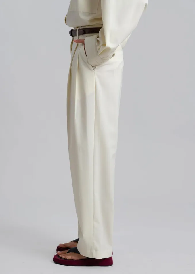The Frankie Shop Jour Pleated Pants 8211 Cream Shop Clothing