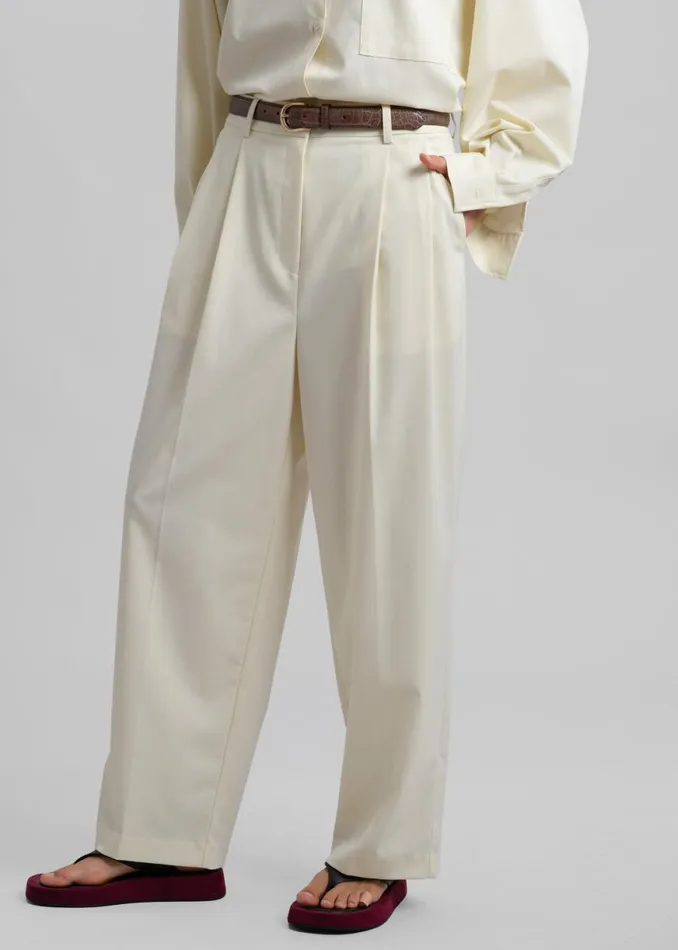 The Frankie Shop Jour Pleated Pants 8211 Cream Shop Clothing