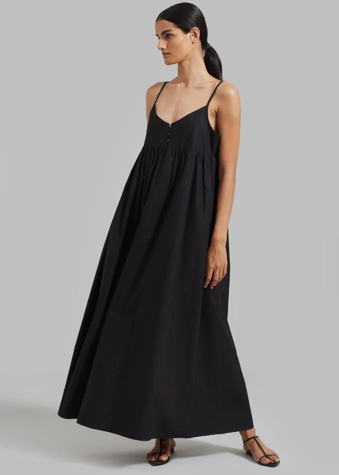 The Frankie Shop Juniper Cotton Tank Dress 8211 Black Shop Dresses