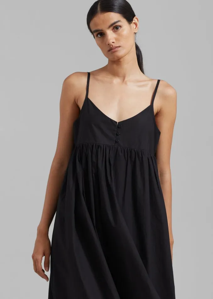 The Frankie Shop Juniper Cotton Tank Dress 8211 Black Shop Dresses