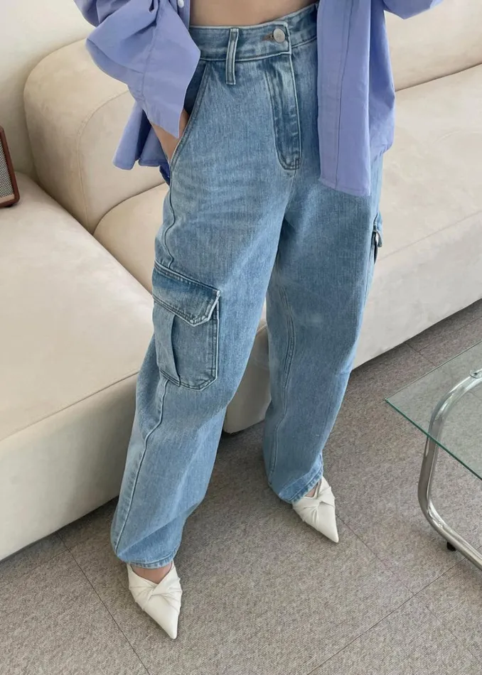 The Frankie Shop Kai Cargo Denim Pants 8211 Worn Wash Shop Denim