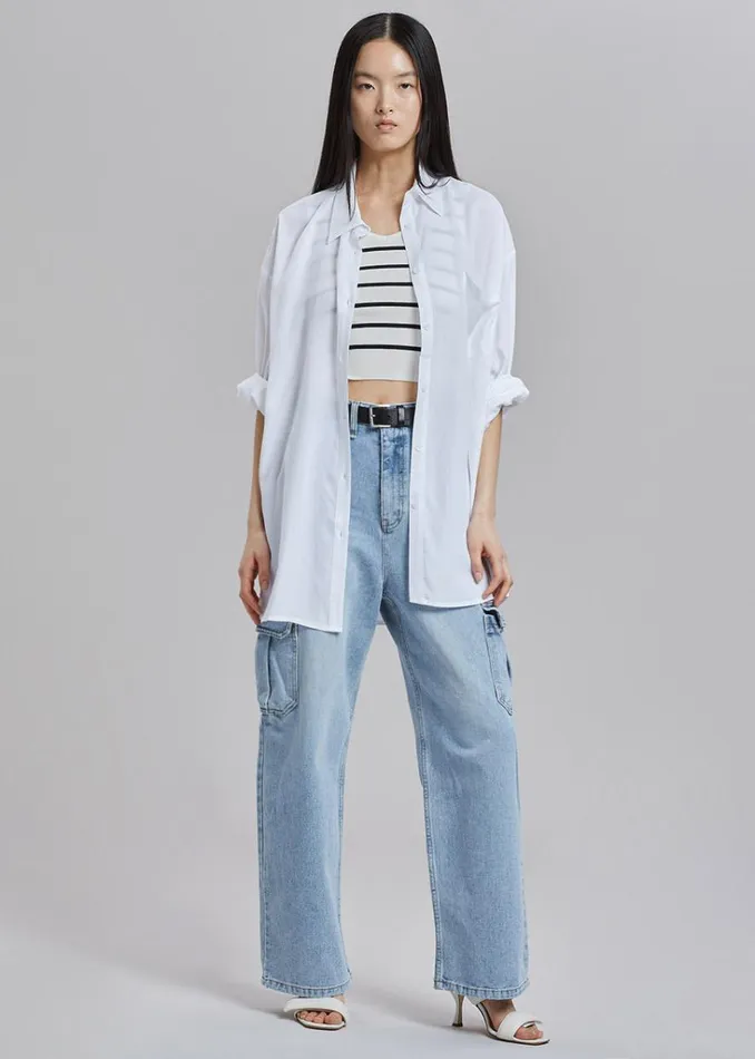 The Frankie Shop Kai Cargo Denim Pants 8211 Worn Wash Shop Denim