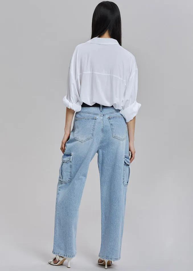 The Frankie Shop Kai Cargo Denim Pants 8211 Worn Wash Shop Denim