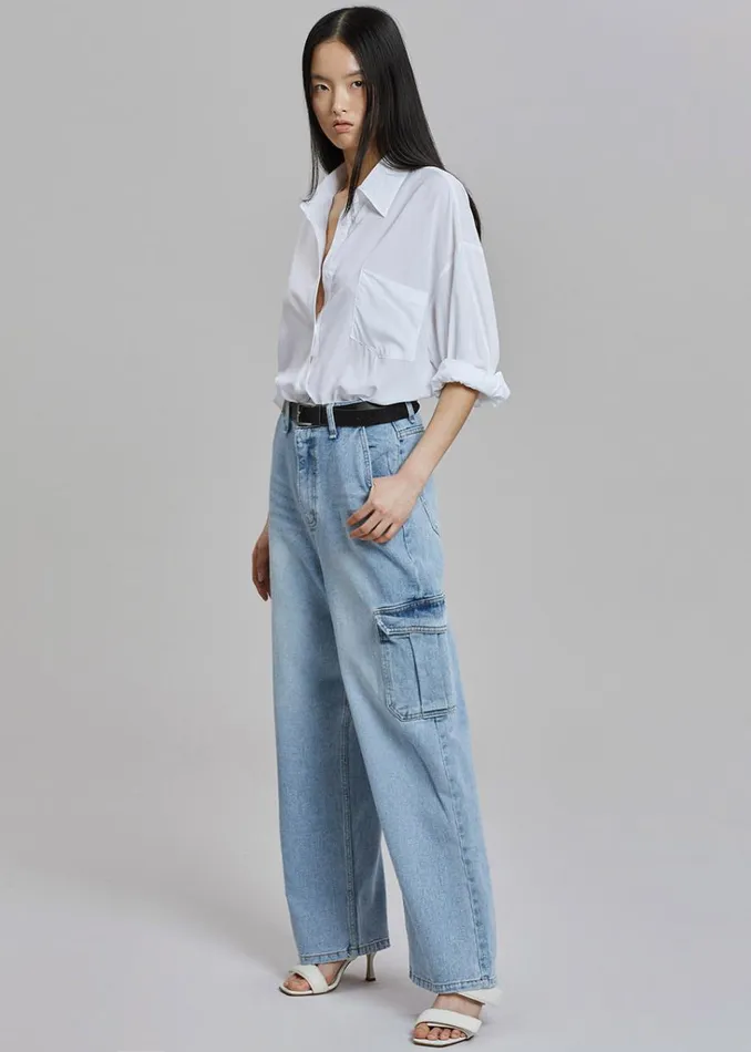 The Frankie Shop Kai Cargo Denim Pants 8211 Worn Wash Shop Denim