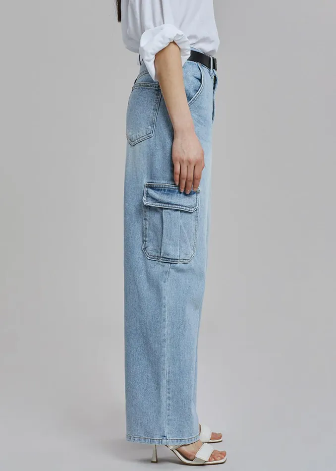 The Frankie Shop Kai Cargo Denim Pants 8211 Worn Wash Shop Denim