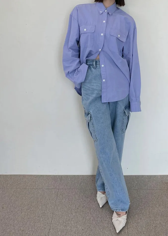 The Frankie Shop Kai Cargo Denim Pants 8211 Worn Wash Shop Denim