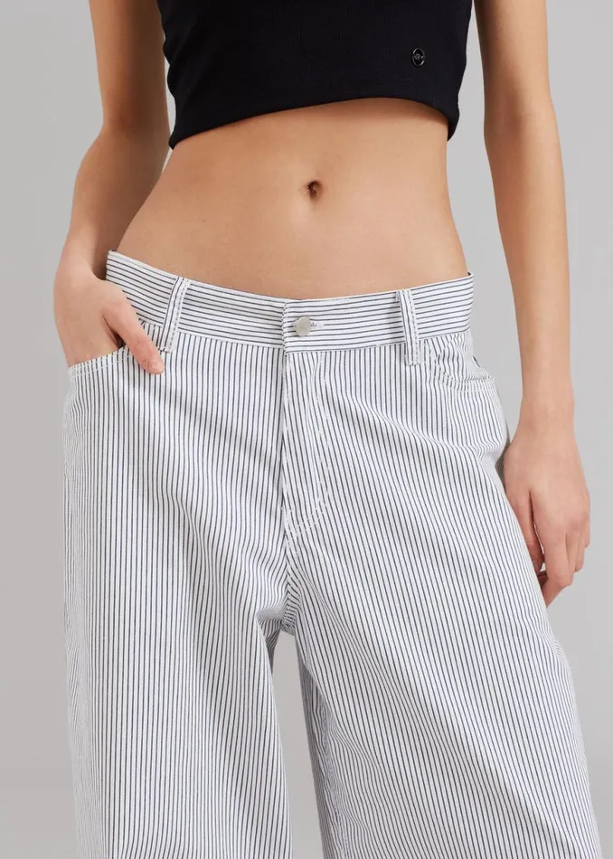 The Frankie Shop Kaline White Pants 8211 Navy Stripe Shop Bottoms