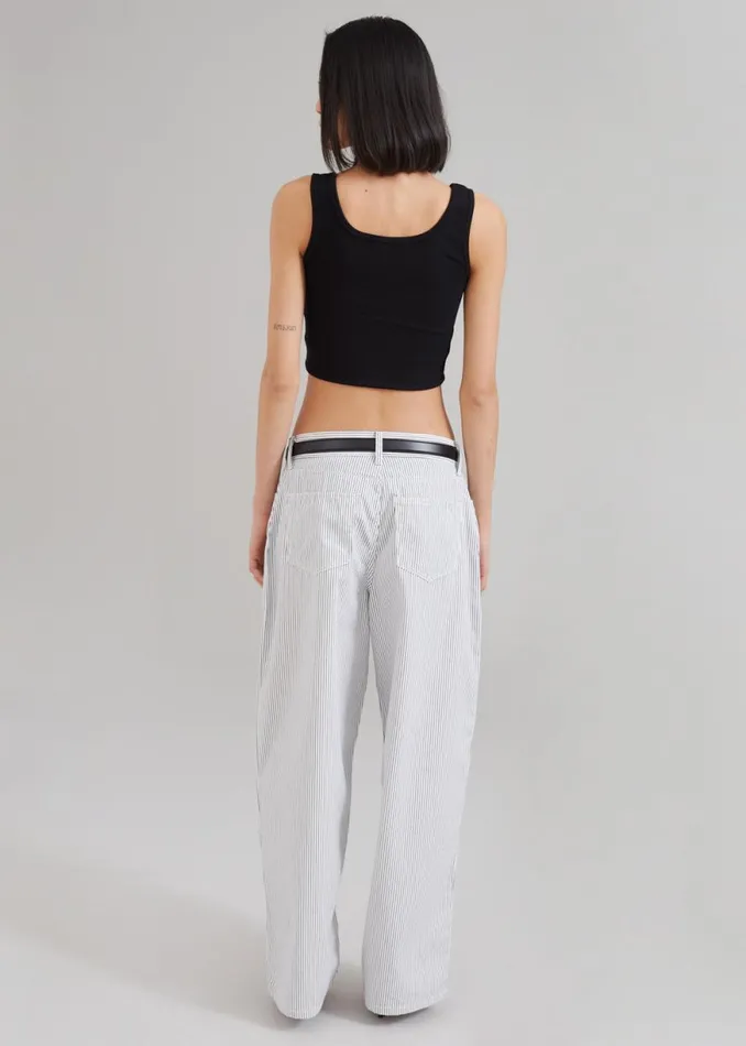 The Frankie Shop Kaline White Pants 8211 Navy Stripe Shop Bottoms