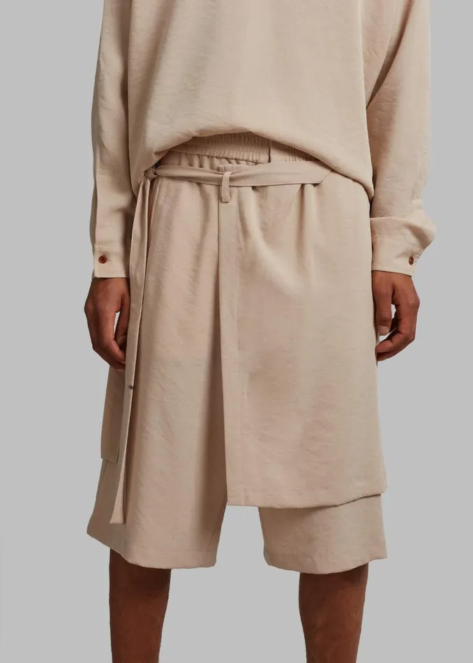 The Frankie Shop Keanu Light Wrap Shorts 8211 Natural Shop Clothing