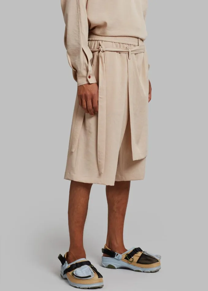 The Frankie Shop Keanu Light Wrap Shorts 8211 Natural Shop Clothing