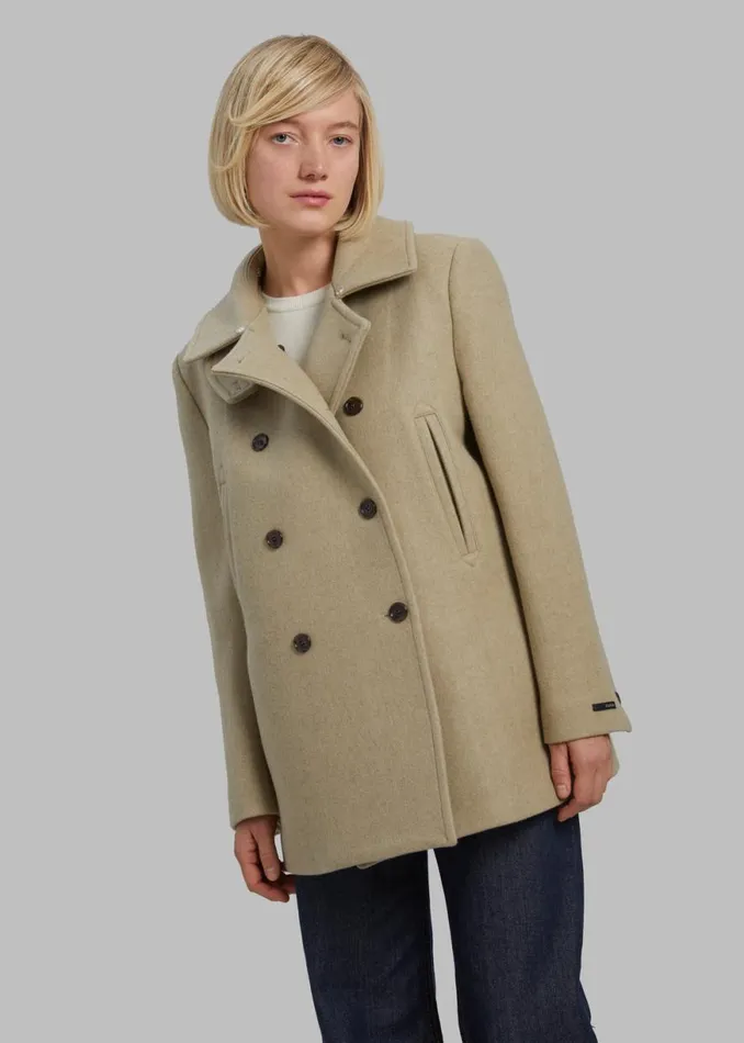 The Frankie Shop Kimmo Faux Fur Collar Peacoat 8211 Beige Shop Outerwear