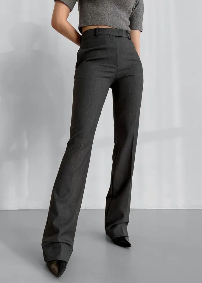 The Frankie Shop Kolari Straight Pants 8211 Grey Shop Bottoms