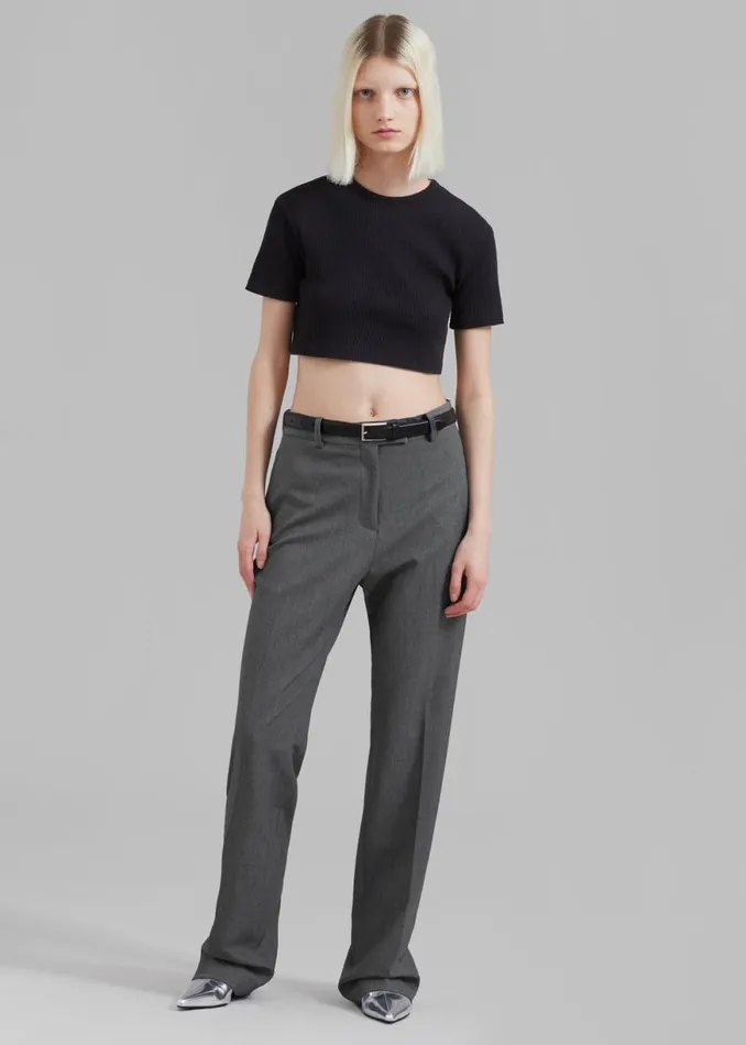 The Frankie Shop Kolari Straight Pants 8211 Grey Shop Bottoms