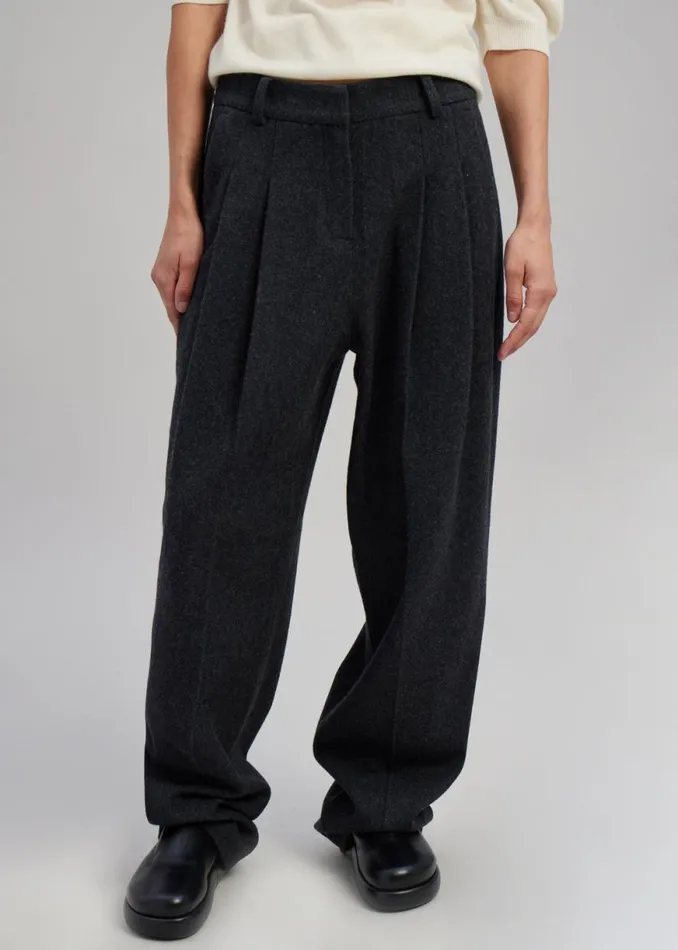The Frankie Shop Layton Wool Suit Pants 8211 Dark Grey Melange Shop Bottoms