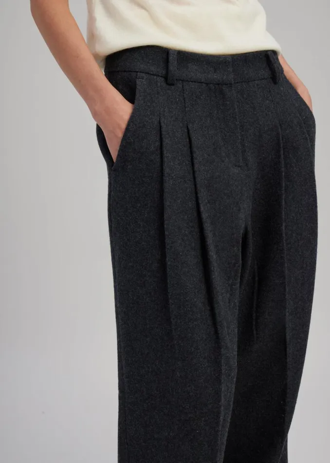 The Frankie Shop Layton Wool Suit Pants 8211 Dark Grey Melange Shop Bottoms