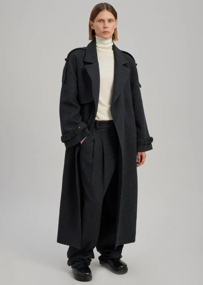 The Frankie Shop Layton Wool Suit Pants 8211 Dark Grey Melange Shop Bottoms