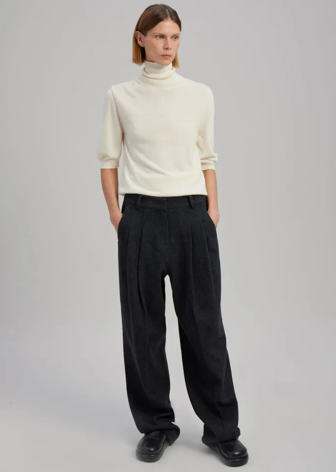 The Frankie Shop Layton Wool Suit Pants 8211 Dark Grey Melange Shop Bottoms
