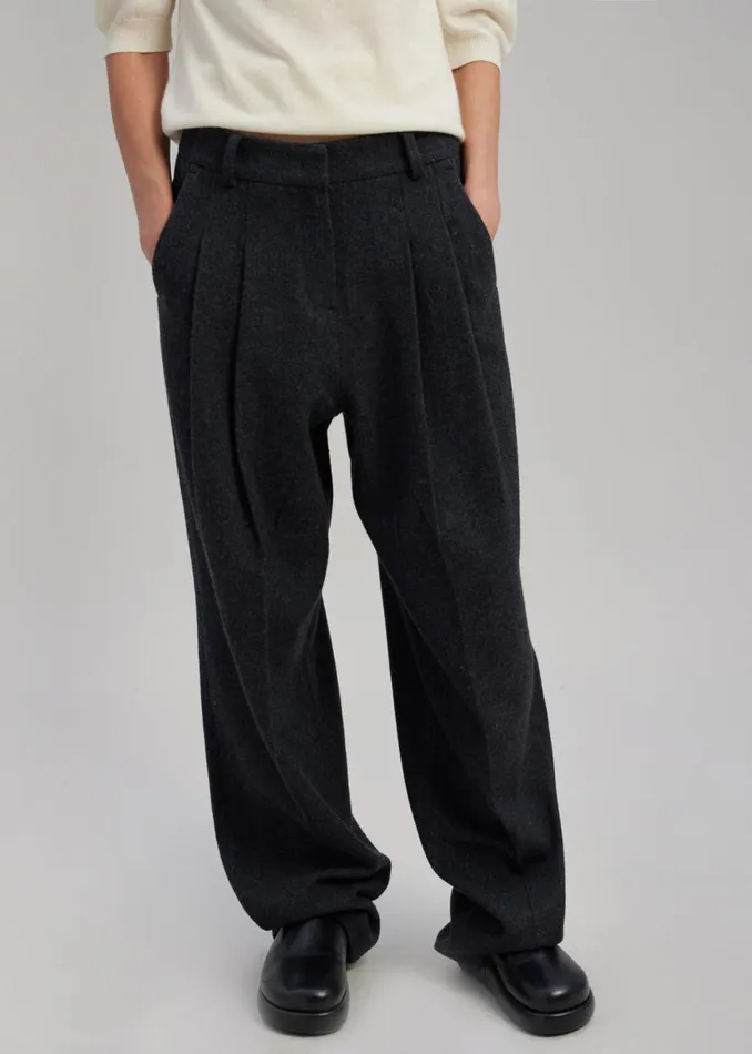 The Frankie Shop Layton Wool Suit Pants 8211 Dark Grey Melange Shop Bottoms