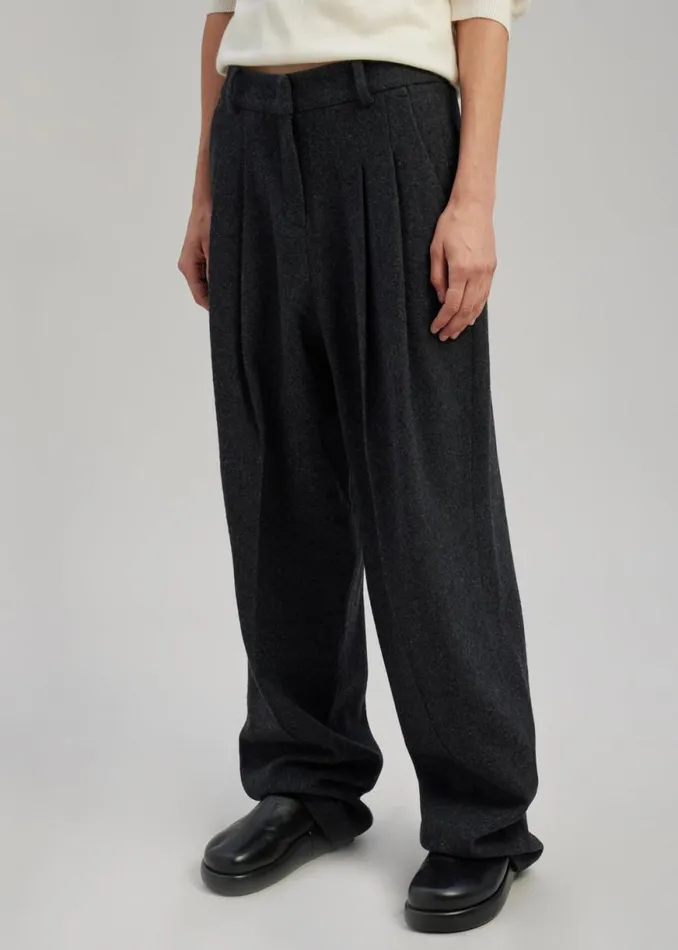 The Frankie Shop Layton Wool Suit Pants 8211 Dark Grey Melange Shop Bottoms
