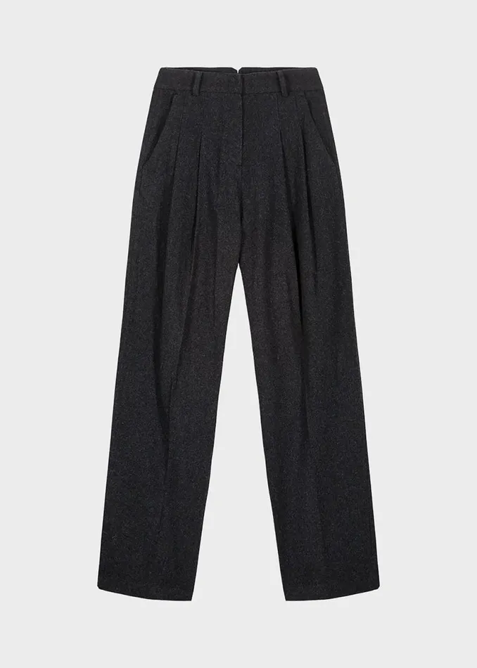 The Frankie Shop Layton Wool Suit Pants 8211 Dark Grey Melange Shop Bottoms