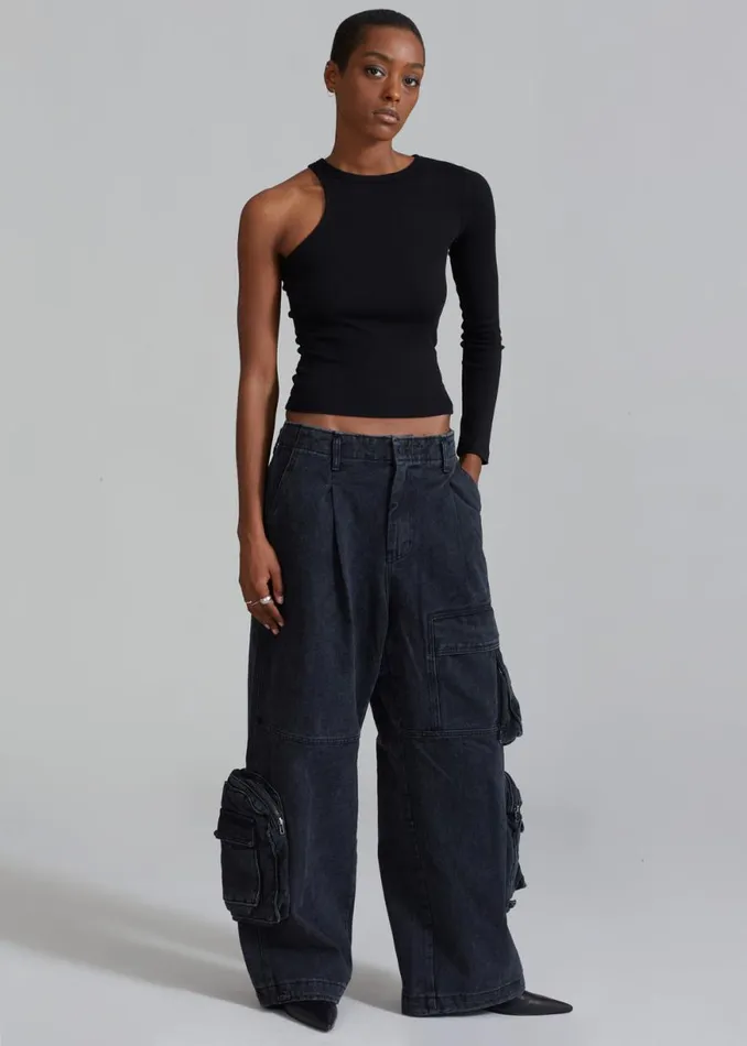 The Frankie Shop Lenny Cargo Jeans 8211 Black Washed Shop Denim