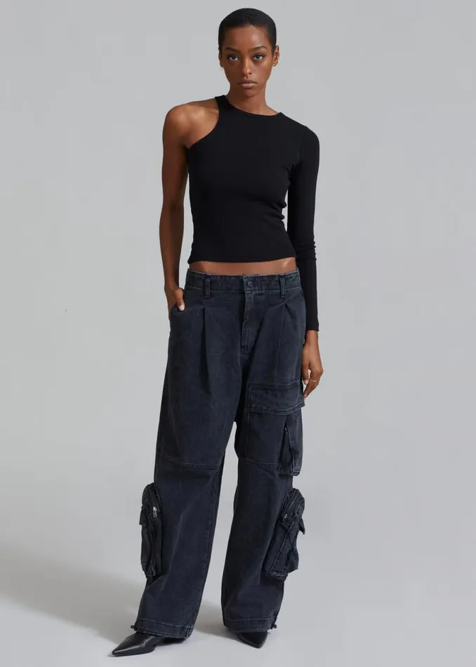 The Frankie Shop Lenny Cargo Jeans 8211 Black Washed Shop Denim