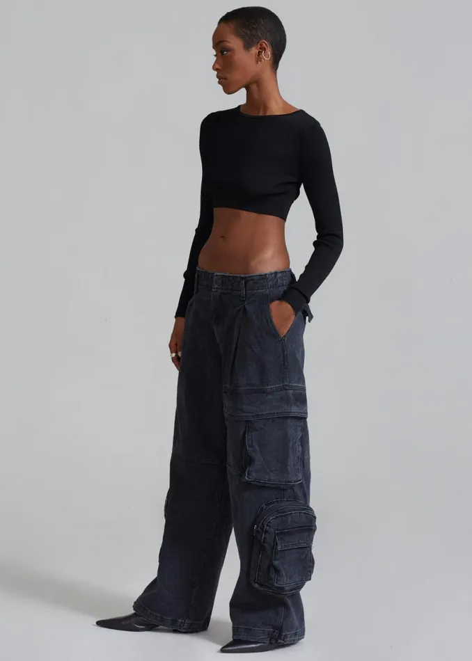 The Frankie Shop Lenny Cargo Jeans 8211 Black Washed Shop Denim