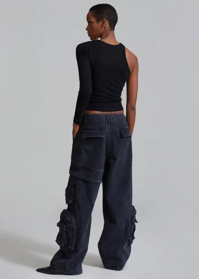 The Frankie Shop Lenny Cargo Jeans 8211 Black Washed Shop Denim