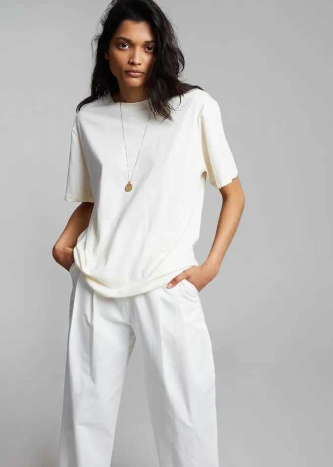 The Frankie Shop Lilou Simple Tee 8211 Beige Shop Tops