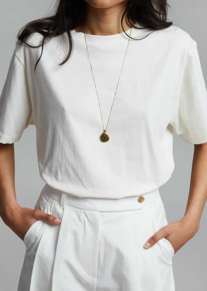 The Frankie Shop Lilou Simple Tee 8211 Beige Shop Tops