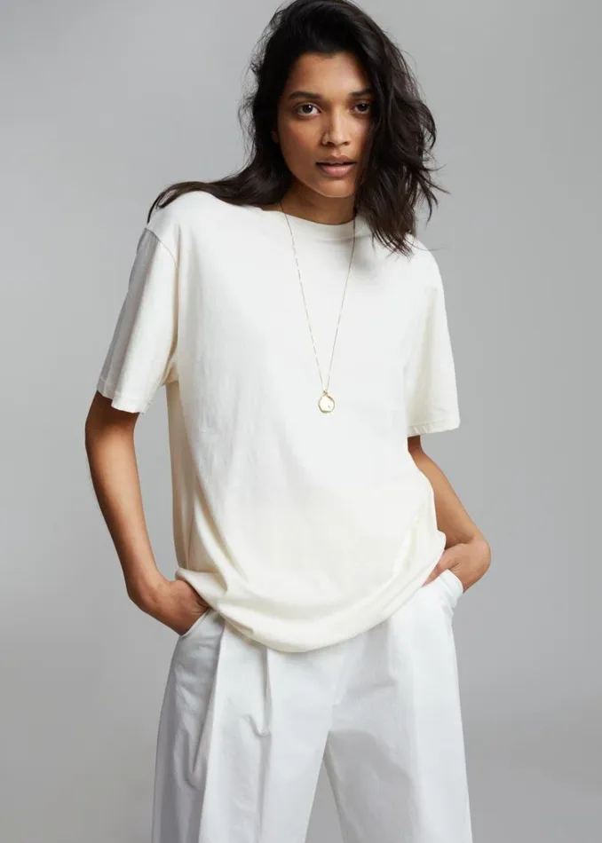 The Frankie Shop Lilou Simple Tee 8211 Beige Shop Tops
